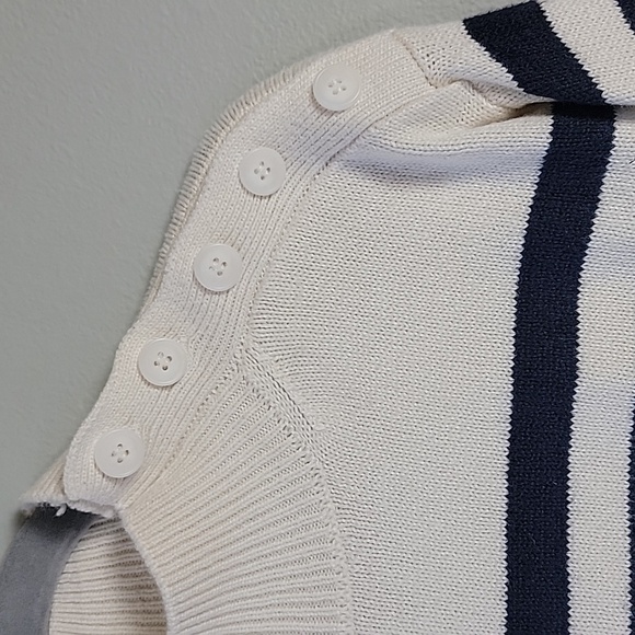 LOFT shoulder button striped sweater - Picture 2 of 11